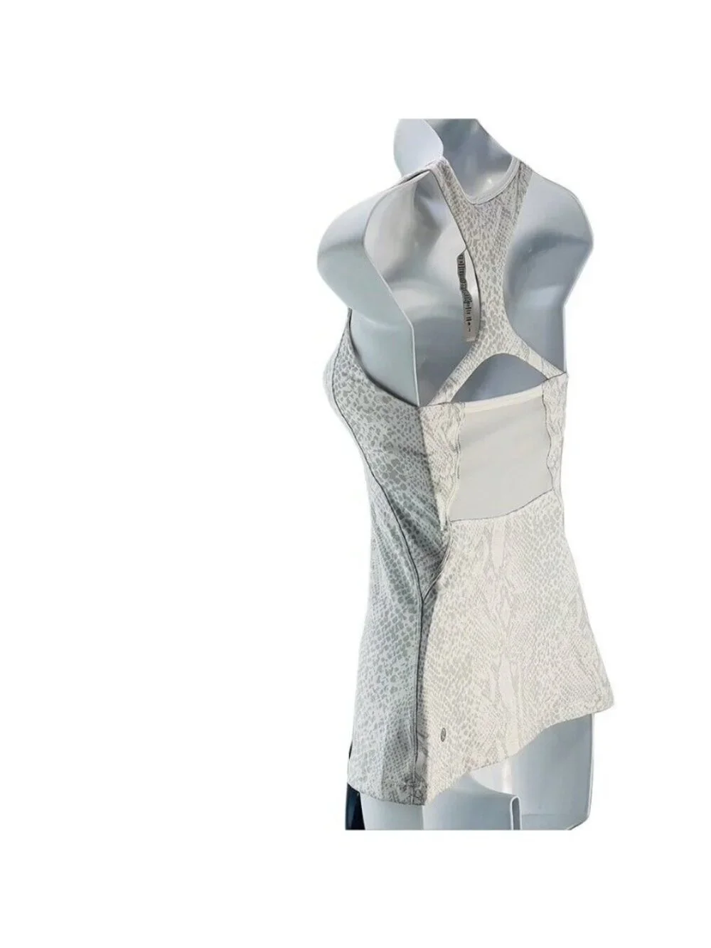 Lululemon Athletica Crossback Tank Top Size 2 White & Gray Snake Print Stretchy